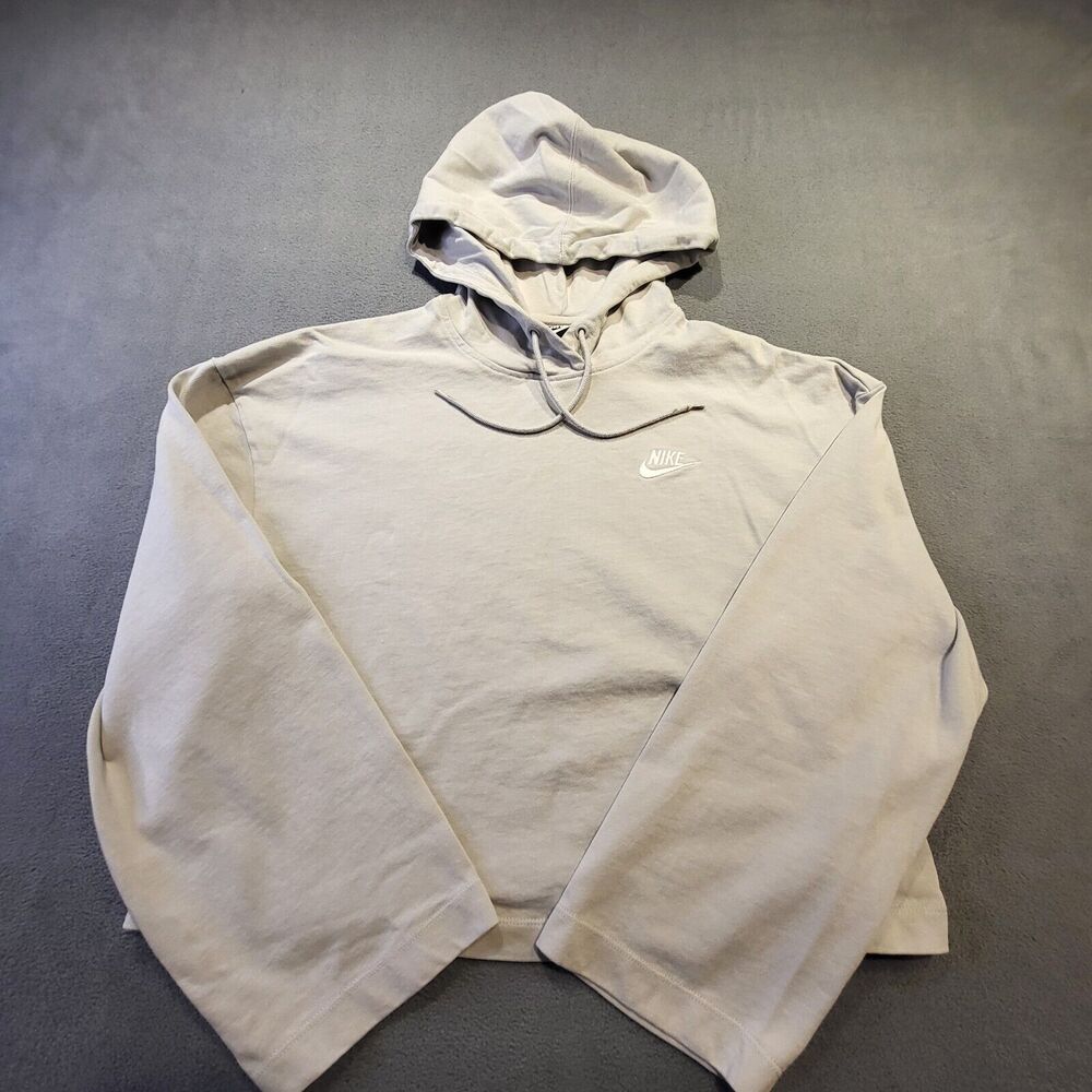 Nike Cropped Hoodie Women's S Gray Pullover Sweatshirt